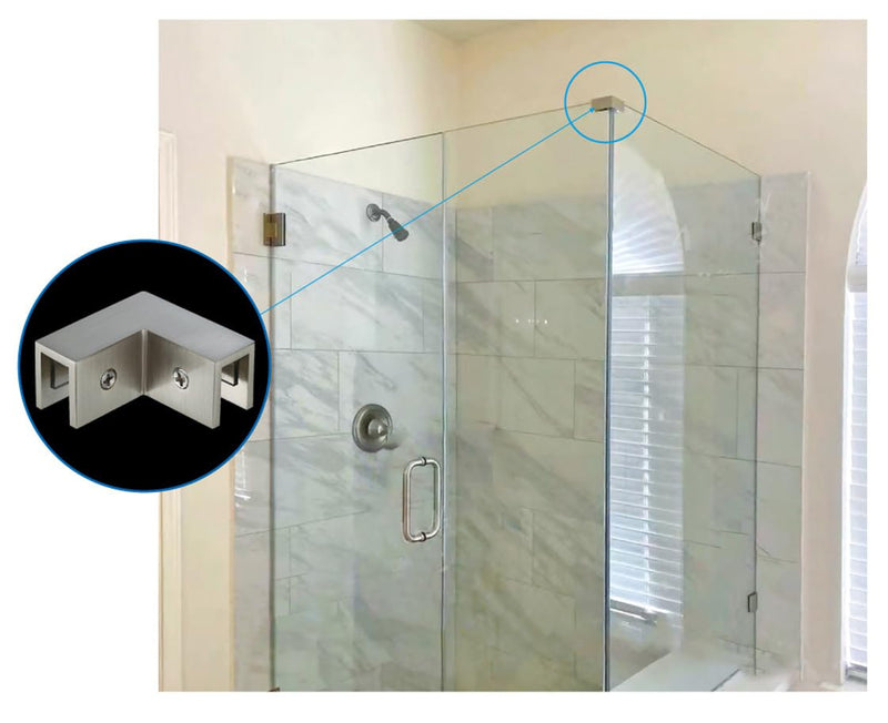 [Australia - AusPower] - 90 Degree Sleeve Over Shower Glass Clamp, Glass Shower Door Hardware, Bathroom Door Right Angle Connector for Bathroom, Showroom Hardware accessories 1 PCS 