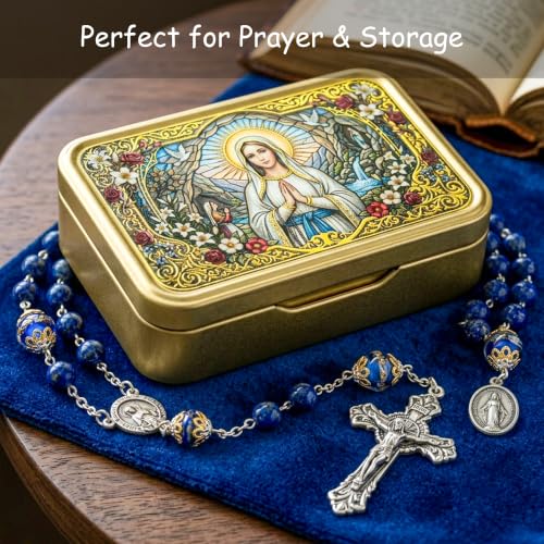 Our Lady of Lourdes Rosary Box,Rosary Case,Catholic Gifts Our Lady of Lourdes