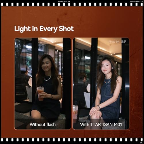 TTARTISAN M01 On-Camera Flash, Mini Flash Speedlite for Hot Shoe Camera, Lightweight Xenon Flash Light with 4 Power Level GN12 5600K±200K Compact Retro Camera (1)