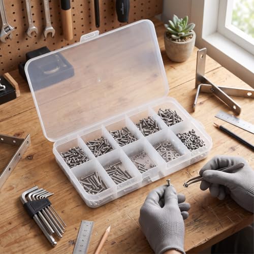 Generic stainless steel hex socket screw nut assortment kit with flat machine screws for furniture, home and office DIY