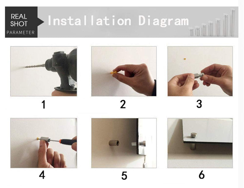 [Australia - AusPower] - RuoFeng Stainless Steel Wall Mount Glass Standoff Holder Screw Nails Advertising Nails 12 Pcs (16x20mm) 16x20mm 