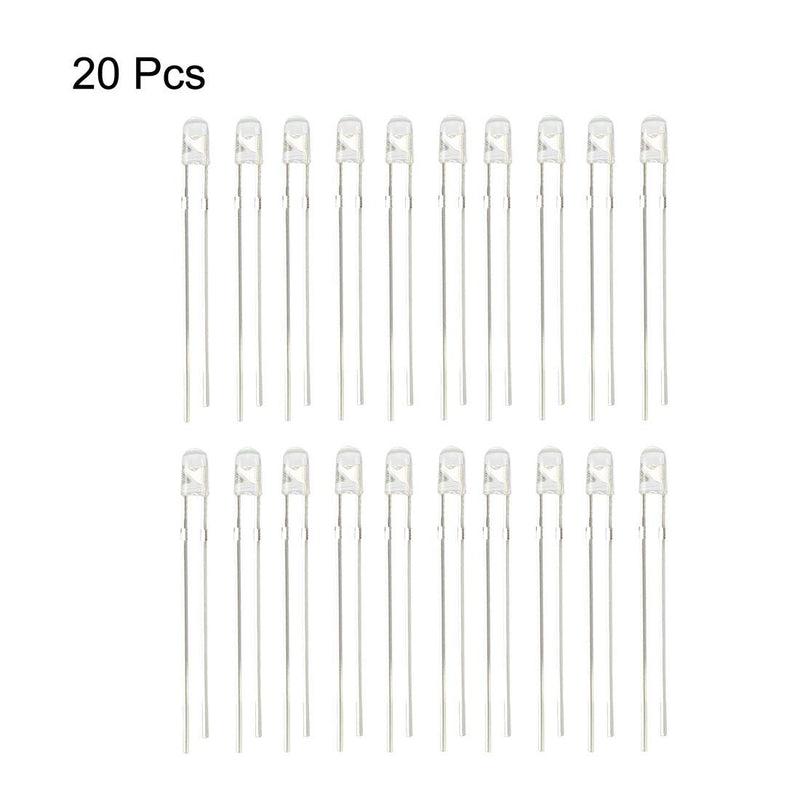 [Australia - AusPower] - uxcell 20pcs 3mm 850nm Infrared Emitter Diode DC 1.5V LED IR Emitter Light Emitting Diodes Clear Round Head 