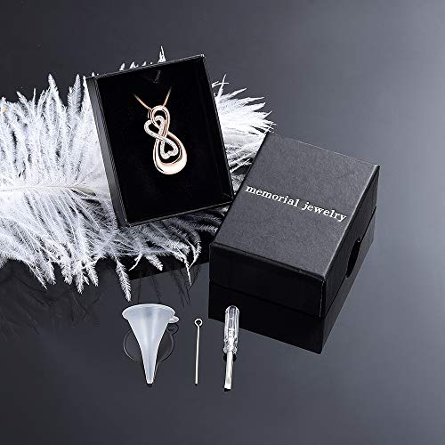 Infinity Love Urn Pendant Stainless Steel Snake Chain Cremation Jewelry for Ashes for Woman Free Filling Tools Include