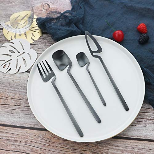 JASHII Flatware Set 32-piece Silverware Set Matte Finished Cutlery Set Service for 8 Include Knife/Fork/Spoon/Coffee spoon Dishwasher Safe (Black) service 8 Black 32pcs