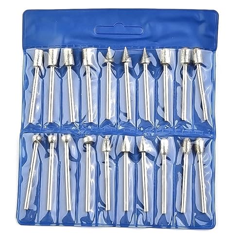 Raheem 20 Piece Diamond Cutter Set Accessories for Dremel Stone Polishing | Router Bits Grinding Points with 1/8 Inch Shank for Glass Ceramic Carving Grinding Engraving