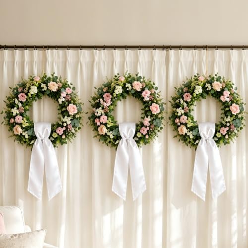 Luperasol 8-pack white decorative wreath sash for front door, 4.5 inches by 56 inches, perfect for wreath storage or decoration.