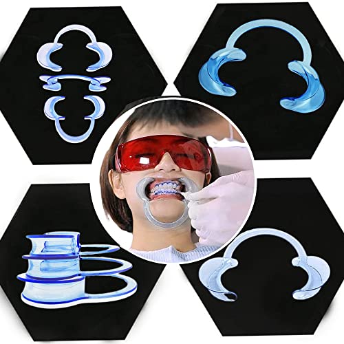 Pack of 20 Cheek Holders Dental C-Shape Mouth Opener Mouth Angle Holder | For adults and children for dental care and party game, blue, 5L + 10M + 5S