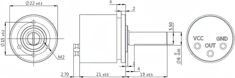 Rotatable Hall Sensor, Rotating Hall Angle Sensor 0-360 Degrees 0.088° Resolution, 12 Bit Rotating Hall Sensor Hall Effect Sensors, Hall Effect Position Sensor, 0-5V Output Full Circle