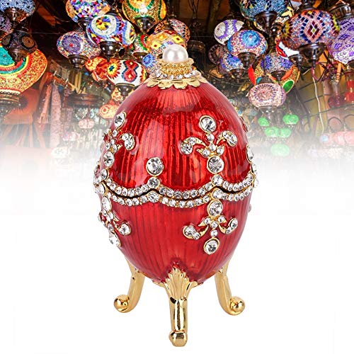 HEEPDD Enameled Easter Egg, Hand Painted Jewelry Trinket Box with Sparkling Rhinestones for Necklace Earring Small Items Home Desktop Decor Easter Day Collectible