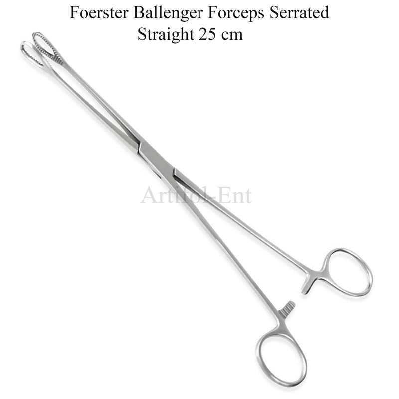 [Australia - AusPower] - Foerster Ballenger Sponge Holding Forceps - 25 cm (9.75") - Straight & Curved Serrated Jaws - Surgical Precision Instrument (Straight) 