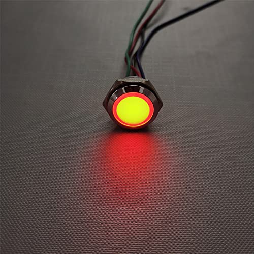 GUUZI 4pcs 12V-24V RGB Triple (Red Green Blue) Metal LED Indicator Light 16 mm Waterproof Signal Lamp with Cable Red/Blue/Green - 16mm