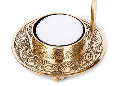 Resin Incense Burner – Dual Use Tea Light or Charcoal Heated | Adjustable Brass Design for Frankincense, Myrrh & Copal | Spiritual Gift for Home Fragrance Brass Burner Candle Heated