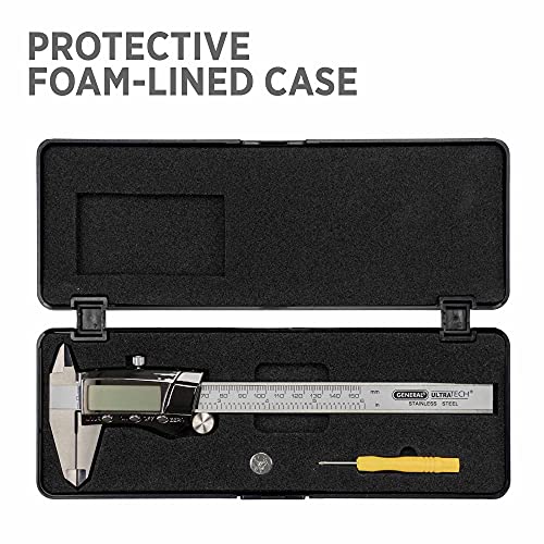 General Tools Digital Caliper #147-6" Precision Measuring Tool - Stainless Steel Ruler 0 - 6" Range 6-Inch Digital Caliper