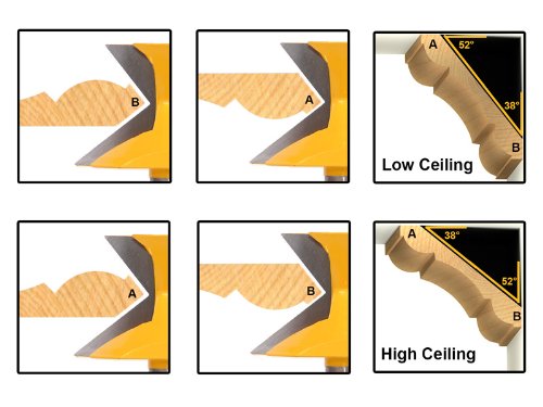 YONICO Router Bits Crown Molding Miter 52 Degree X 38 Degree 1/2-Inch Shank 16143