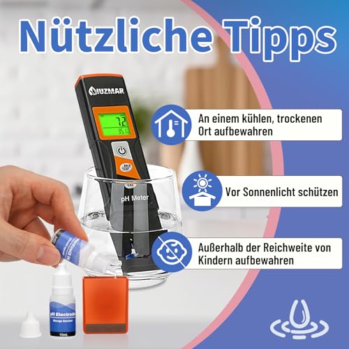 UIUZMAR pH Calibration Solution Set pH 7.00/4.00/10.01 50 ml Each for pH Meter | With storage solution pH electrode 2 bottles of 10 ml each, pH calibration buffer solution and pH electrolyte solution