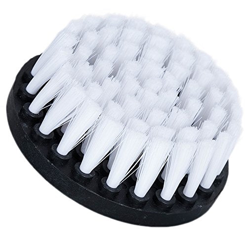 HIFROM Drill Brush - 4 inch Power Drill Attachment Soft Bristle White Quick Change Shaft Scrub Cleaning Brush for Carpet, Upholstery, Leather, Glass (White)