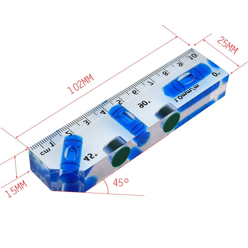[Australia - AusPower] - Magnetic Level Tool with Angle Gauge, 45 Degree Board, Bubble Level with Strong Magnets, Mini Water Scale for Construction (102mm) 102mm 