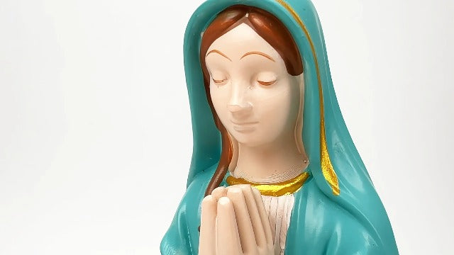 Mother Mary Rosary Virgin Holder 5.9'' Blessed Statue, Our Lady Prayer Stand Figurine for Jewelry, Resin Sacred Sculptures, Religious Decoration, Ideal Catholic Gift, Home Decor & Personal Devotional