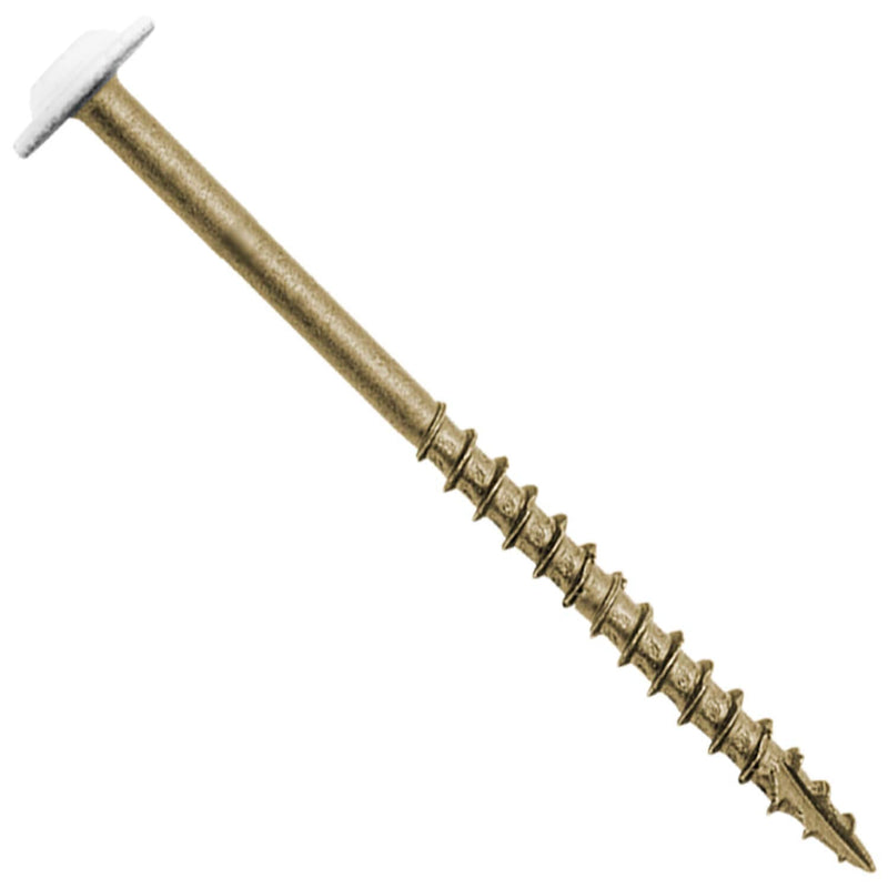 #8 x 2-1/2" Bronze Star Exterior Coated White Round Head - Cabinet Wood Screw Torx/Star Drive Head - Exterior Coated Torx/Star Drive Wood Screws - (1 Pound - 105 Approx. Screw Count) #8 x 2-1/2"- WHITE -1 lb ~105 Screws