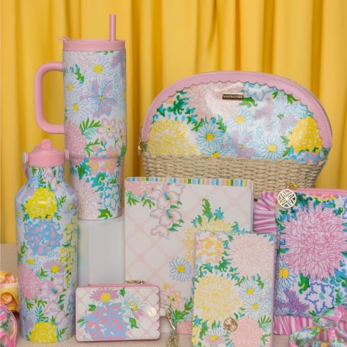 Lilly Pulitzer 30 Oz Insulated Tumbler with Lid, Large Stainless Steel Travel Cup with Silicone Straw, Double Wall Metal Tumbler (Lilly Garden Home)