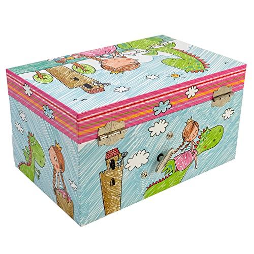 The San Francisco Music Box Company Children's Heirloom Musical Jewelry Box (Princess with Friendly Dragon) Princess with Friendly Dragon