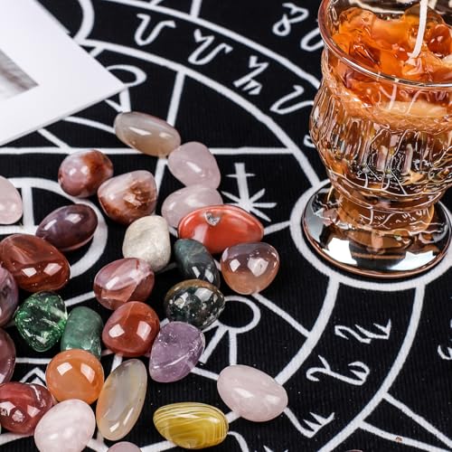 Natural Crystal and Healing Stones Set 72 Pc Agate Stones Rock Gemstones Witches Reiki Energy Balancing Meditation Divination Home Decor DIY 0.6