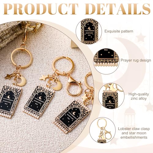 Islamic Keychain Gifts Bulk Plated Enamel Muslim Keychain Islamic Gifts for Women Men Black and Gold 12