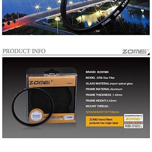 Zomei 52MM 3 Pieces +4 +6 +8 Points Star Filter Lens Filters Kit for Nikon D3300 D3200 D3100 D3000 D5300 D5200 D5100 D5000 D7000 D7100 DSLR Camera, Made of HD Glass and Aluminum Frame Material