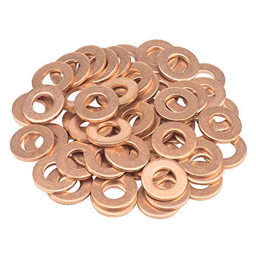 Favordrory M10 x 20 x 2mm metric flat copper sealing washers, 60-piece set