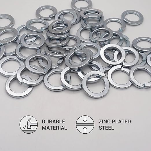 (Pack of 30) Zinc Plated DIN127 Spring Lock Washers 0.87" (M22), Metal Washers, Spring Split Lock Washers 0.87" (M22)