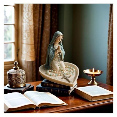 Virgin Mary Rosary Holder,Rosary Holder Catholic,Jesus Rosarys Holders,Elegant Our Lady Prayer Rosarys Box Religious,Necklace Display Rack for Bedroom Living Room Desktop Decoration (Mary)