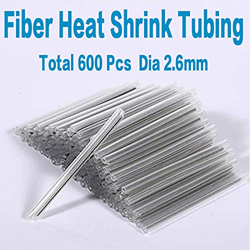 600pcs 2.6mm Dia 60mm Length Heat Shrinkable Tube 1.0mm Steel Needle Popular Clear PE Fiber Splice Tubes Optical Fiber Fusion Splice Protection Sleeves(Pre-Shrunk) Dia 2.6mm 600Pcs 600