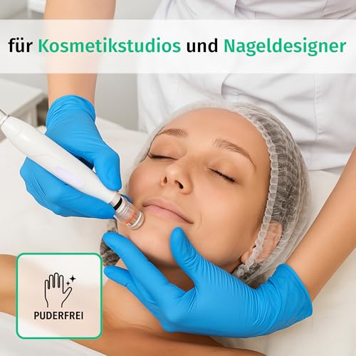 Box of 200 Nitrile Disposable Examination Gloves (XL, Blue), Powder-Free, Non-Sterile, Latex-Free | Puderfreie Einmalhandschuhe für Tattoo, Werkstatt, Küche, Reinigung und Haushalt; vielseitig für Gewerbe und Alltag