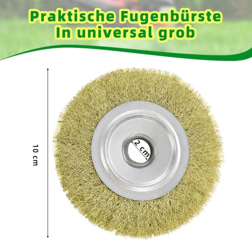 4-Piece Grout Brush Set, Wire Brush for Gloria Multibrush and Weedbrush | Diameter 10 cm, garden weed brush accessories for floor cleaning, moss, dirt and weeds in joints