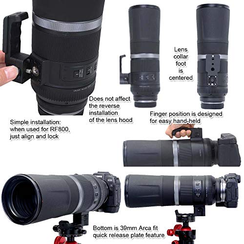 iShoot Lens Collar Replacement Foot Tripod Mount Ring Base Support Stand Compatible with Canon RF 600mm F11 is STM and Canon RF 800mm F11 is STM, Lens Support Holder with Arca Fit Dovetail