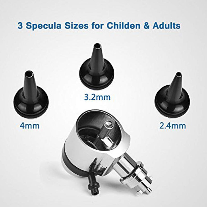 [Australia - AusPower] - Ear Otoscope Kit - 4X Magnifying Ear Scope with Lights Endoscope Diagnostic Medical Instrument Otoscope - 3 Speculum Tips Inspect Ear for Children, Adults, Doctors, Veterinary, Pets Screening 