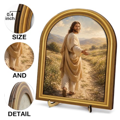 Christian Jesus Table Decor Golden Meadow Wall Art Sign 8x10 Rustic Jesus