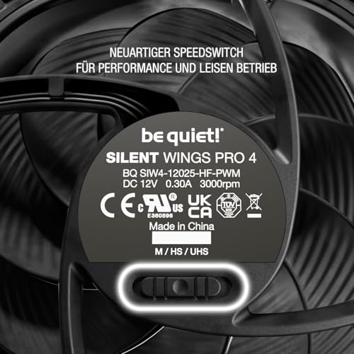 be quiet! Silent Wings 4 140 mm PWM Fan, Optimised Fan Blades, Exceptionally High Performance, Maximum Air Pressure, Almost Inaudible, 6-Pin Fan Motor, Fluid Dynamic Bearing black