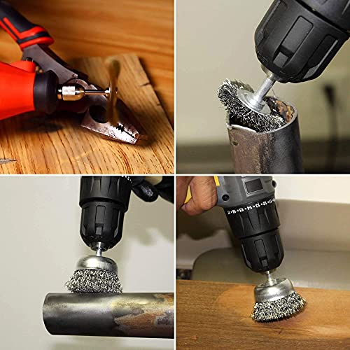45 Stainless Steel Wire Brush Set T Brushes for Drill | 45 T shaped stainless steel wire brushes plus tweezers for drill, polishing, grinding and cleaning.
