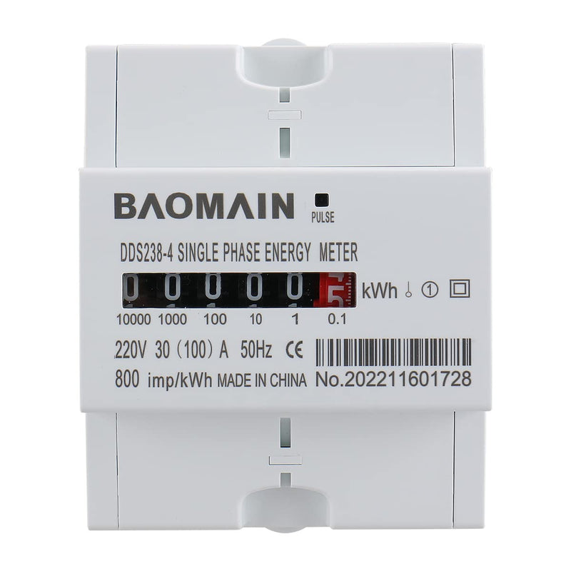 Baomain DDS238-4 DIN Rail Single Phase Kilowatt Hour kwh Meter 220V 30A (100A) Wheel Counter Electricity Meter for AC Systems