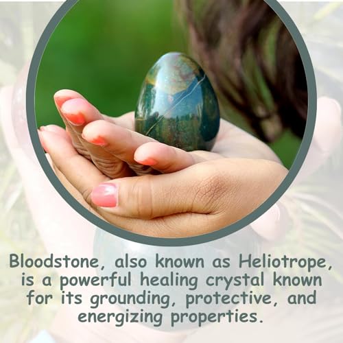 Natural Bloodstone Egg 2 Inch – Hand Carved Healing Crystal Egg for Energy, Chakra Balancing, Reiki, Meditation & Home Décor – Polished Gemstone Egg
