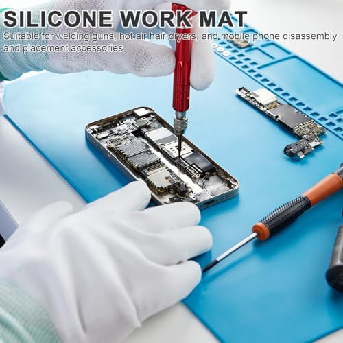 Soldering Mat, Antistatic Repair Mat, Extra Large 70 x 40 cm, Silicone Soldering Mat, 500°C, Heat Resistant, Robust, Work Mat, Silicone Mat, Soldering Pad for Electronics, Phone, Laptop, Repair (Blue)