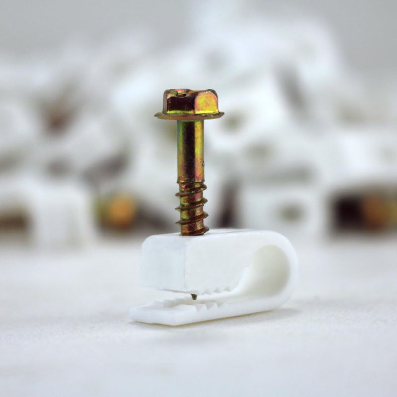 [Australia - AusPower] - Skywalker Flexible Single Cable Screw Clips (Pack of 100 / White) 