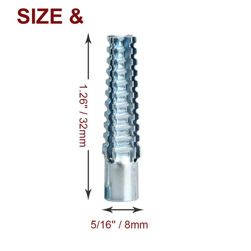 [Australia - AusPower] - 100 Pcs Drywall Anchors (Screws No Included), Expansion Pipe for Hollow Walls Tile,Cement Bolt Expansion Tube,Fixing Stripped Screw Holes(M8*32) 8*32 silver 100 