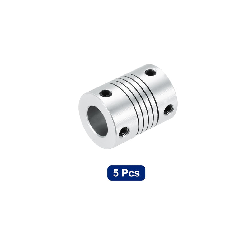 [Australia - AusPower] - uxcell 5Pcs 10mm to 10mm Aluminum Alloy Shaft Coupling L25xD19 Flexible Coupler Beam Stepper Motor Joint Connector for 3D Printer CNC Machine DIY Encoders and Motors Shaft,Silver 5 