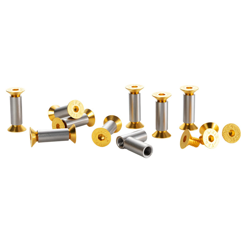 [Australia - AusPower] - 20-Pack Gold Hex Flat Head Knife Fasteners | M4 Alloy Steel Screws & Rivets Compatible with Blade Repair 