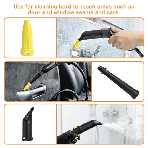 flintronic 12PCS Steam Cleaner Accessories Kit, Set with Round Brushes, Flat Brushes, Microfiber Pads & Nozzles - Compatible with Kärcher SC1/SC2/SC3/SC4/SC5, Efficient Steam Cleaning Set