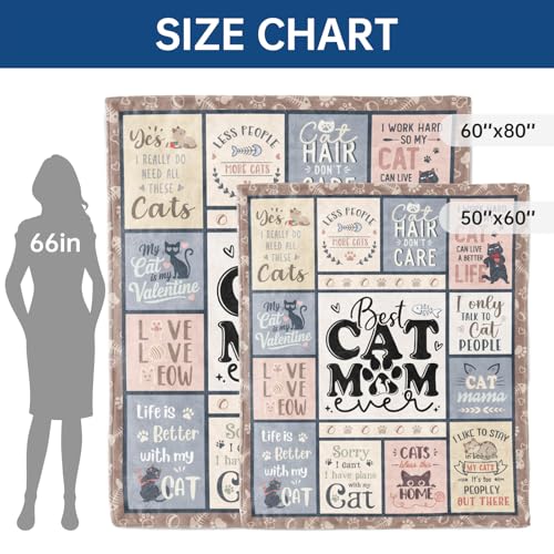 SteadStyle Cat Mom Gifts - Best Mom Ever Blanket for Cat Lovers 80"x60"
