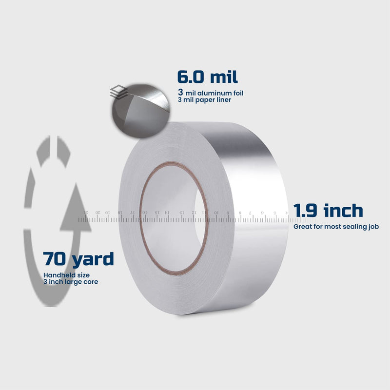 [Australia - AusPower] - Lichamp HVAC Tape, Aluminum Foil Tape Metal Insulation Tape for Ductwork, AC Air Conditioner Sealing, 2 inch x 70 Yards (210 feet), A201SL 1 