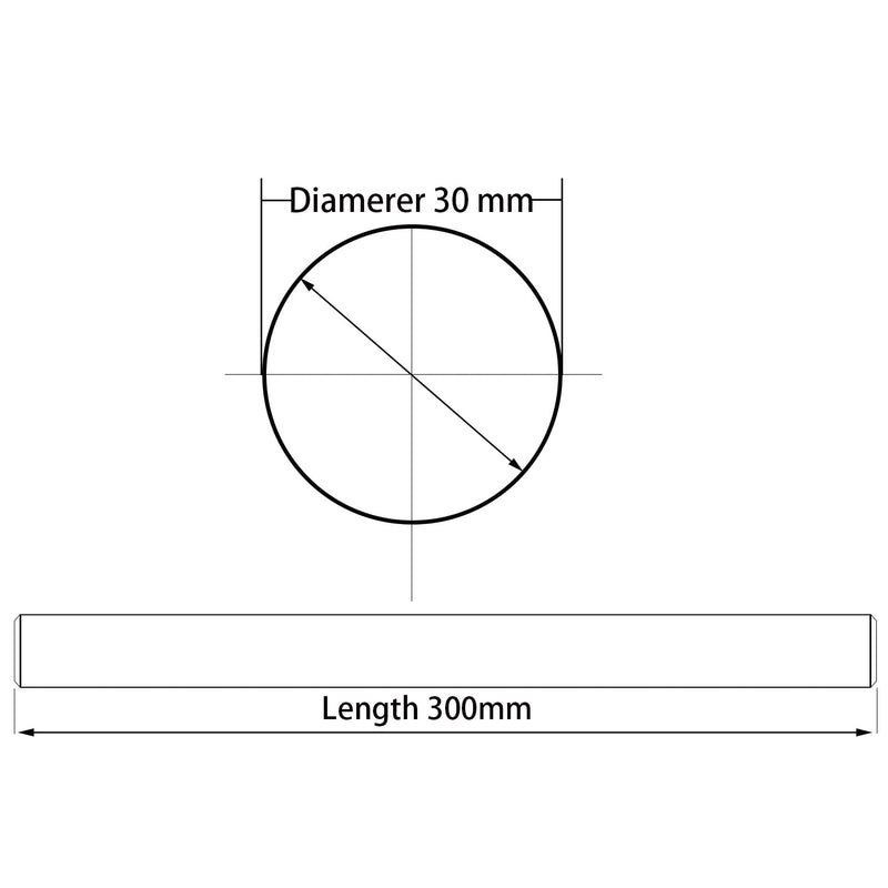 1Pcs 30mm x 300mm (1.18 x 11.81 inches) Vigorous Linear Motion Rods, Case Hardened Chrome Shaft Linear Rail Guide Shaft for 3D Printer, DIY, CNC - Metric h8 Tolerance